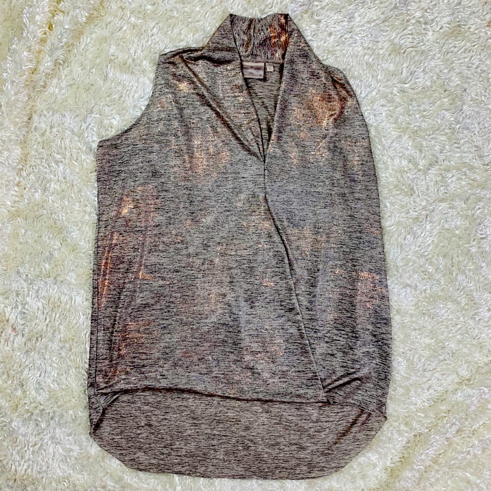 Gray Blouse/Tank Top with Rose Gold Metallic Specs